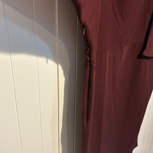 H&M Red Sheath Dress with Asymmetrical Neckline and Dolman Sleeves - Picture 5 of 9